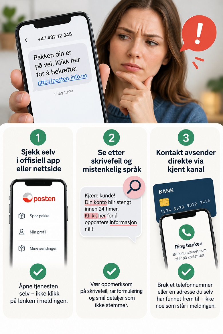 Hvordan sjekker du om en lenke eller avsender er ekte