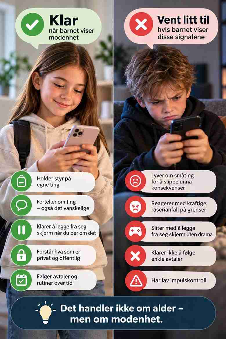 Når er barnet egentlig klar for sin første mobil